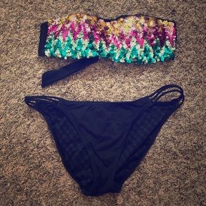 🌊🌴 Victoria’s Secret 2 Piece Sequin Tube Top Set